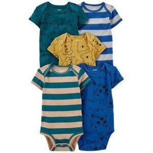 Baby Carter's 5-Pack Animal & Stripe Short-Sleeve Bodysuits, Infant Boy's, Size: